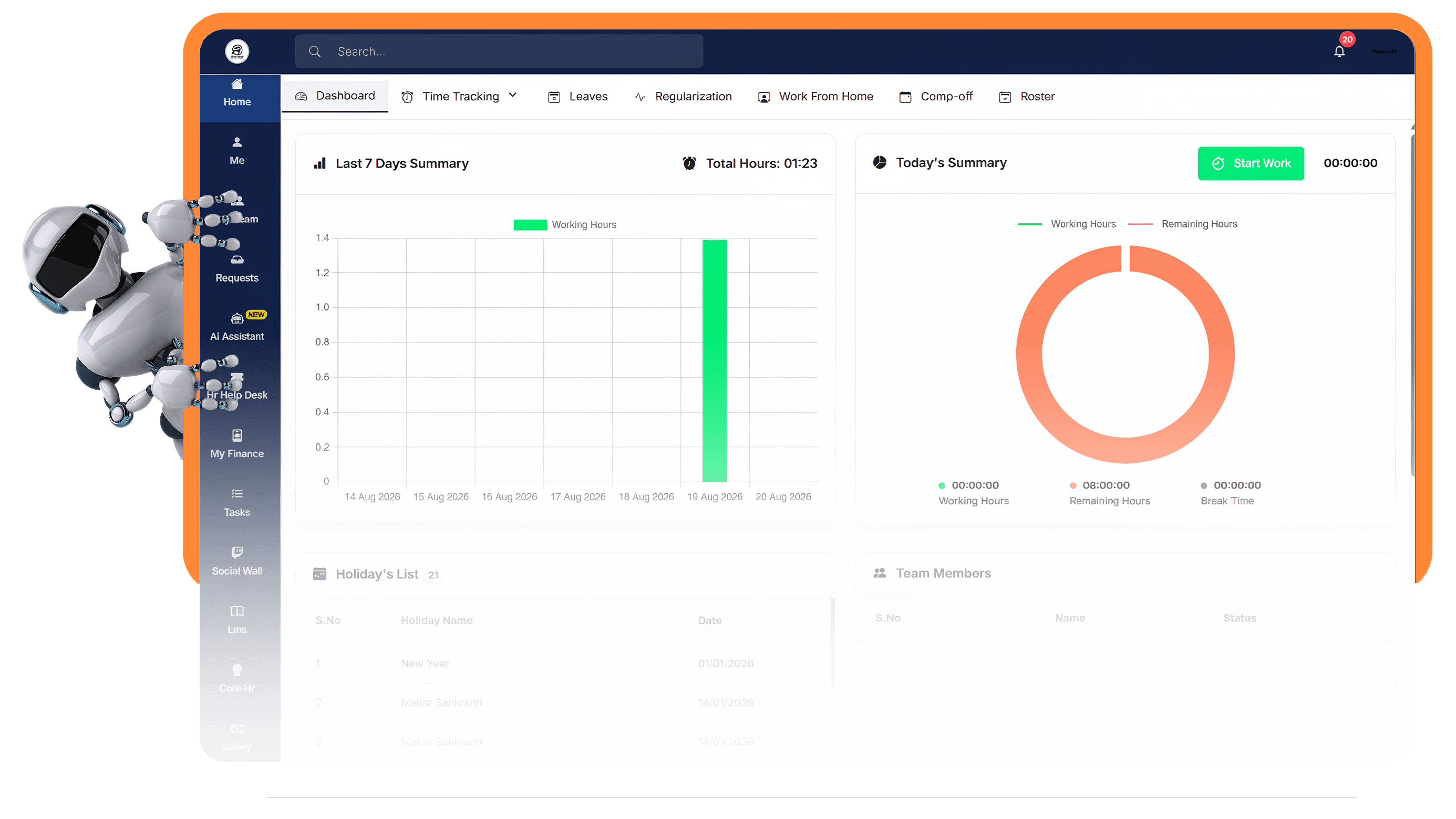 HelixtaHR HRMS dashboard hero image